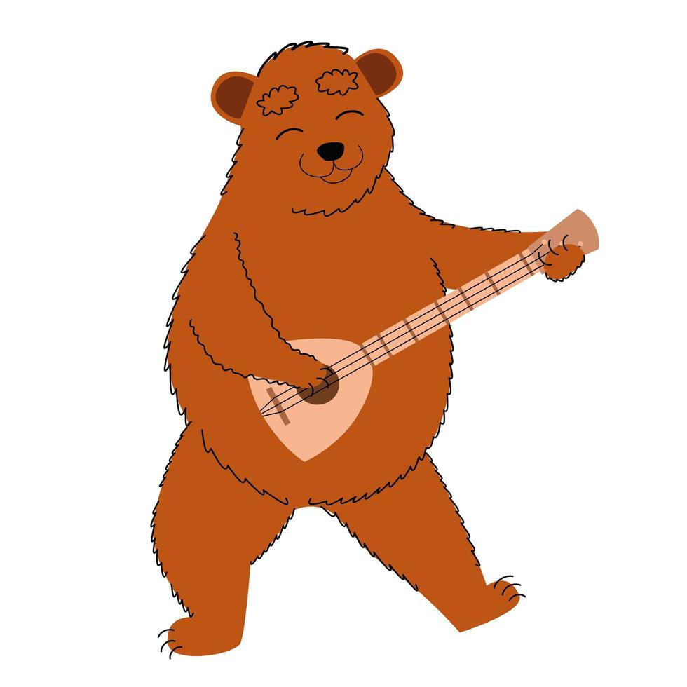 un oso con una balalaika. símbolo tradicional ruso. vector