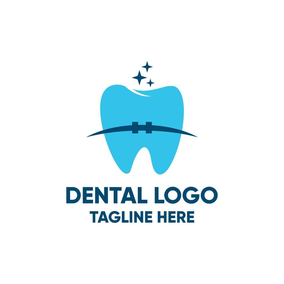 plantilla de vector de diseño de diente de logotipo dental. icono del logotipo dental aislado sobre fondo blanco