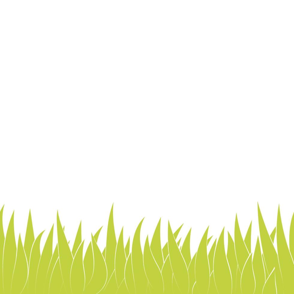 Card with green grass isolated on white background with empty space. vector