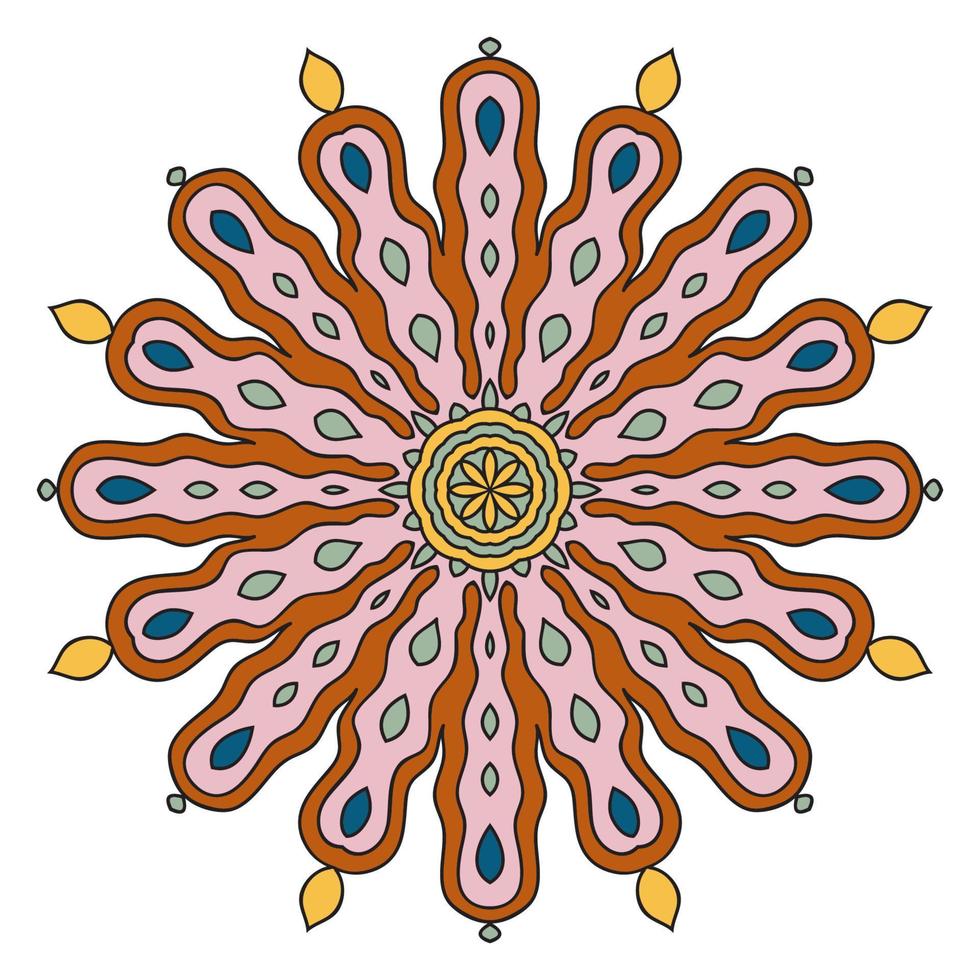 lindo mandala. flor ornamental redonda del doodle aislada en el fondo blanco. ornamento decorativo geométrico en estilo étnico oriental. vector