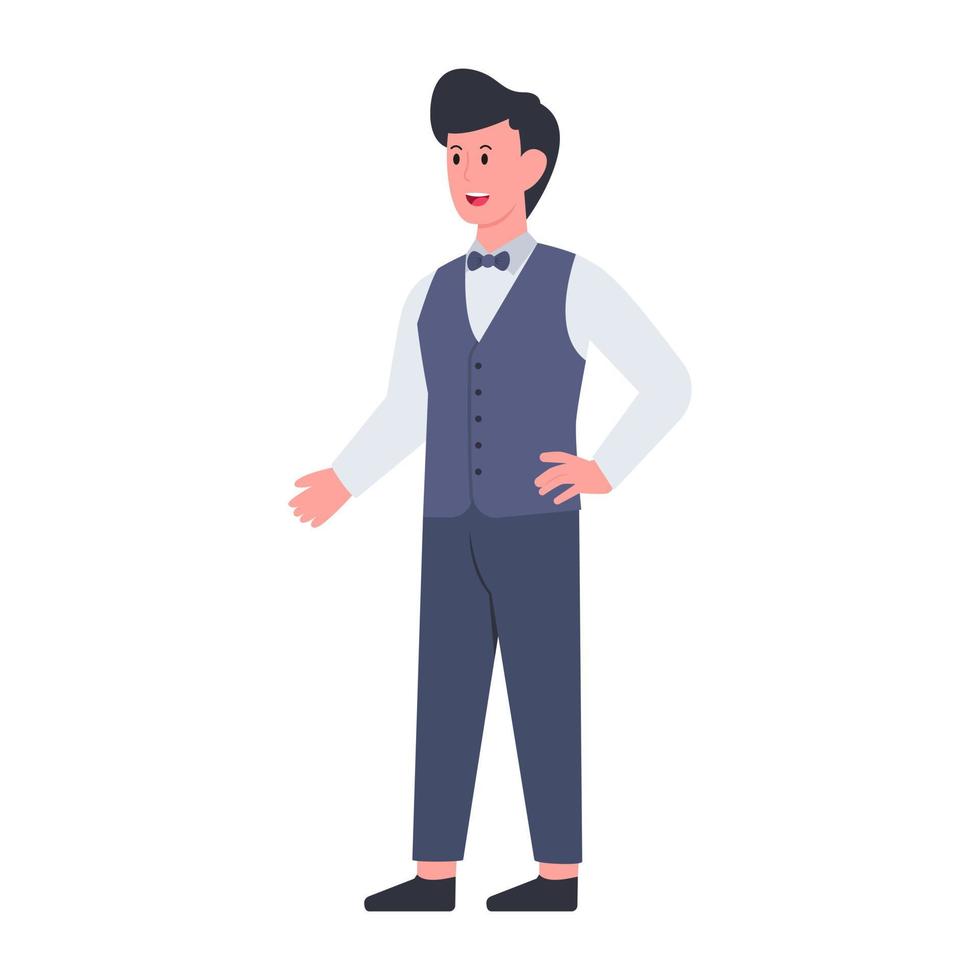 Waiter character, editable vector