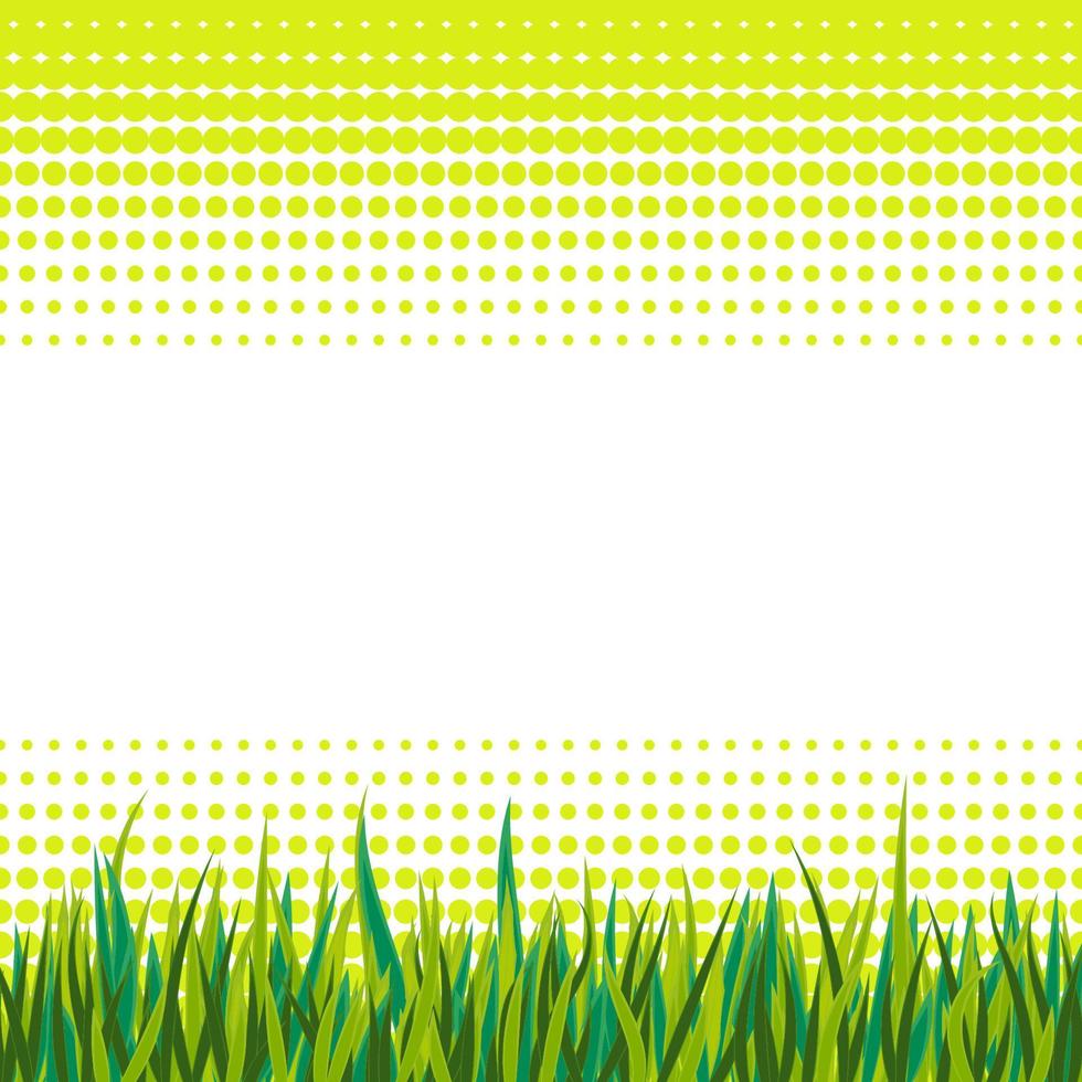 Abstract halftone background with green grass. Summer card. vector