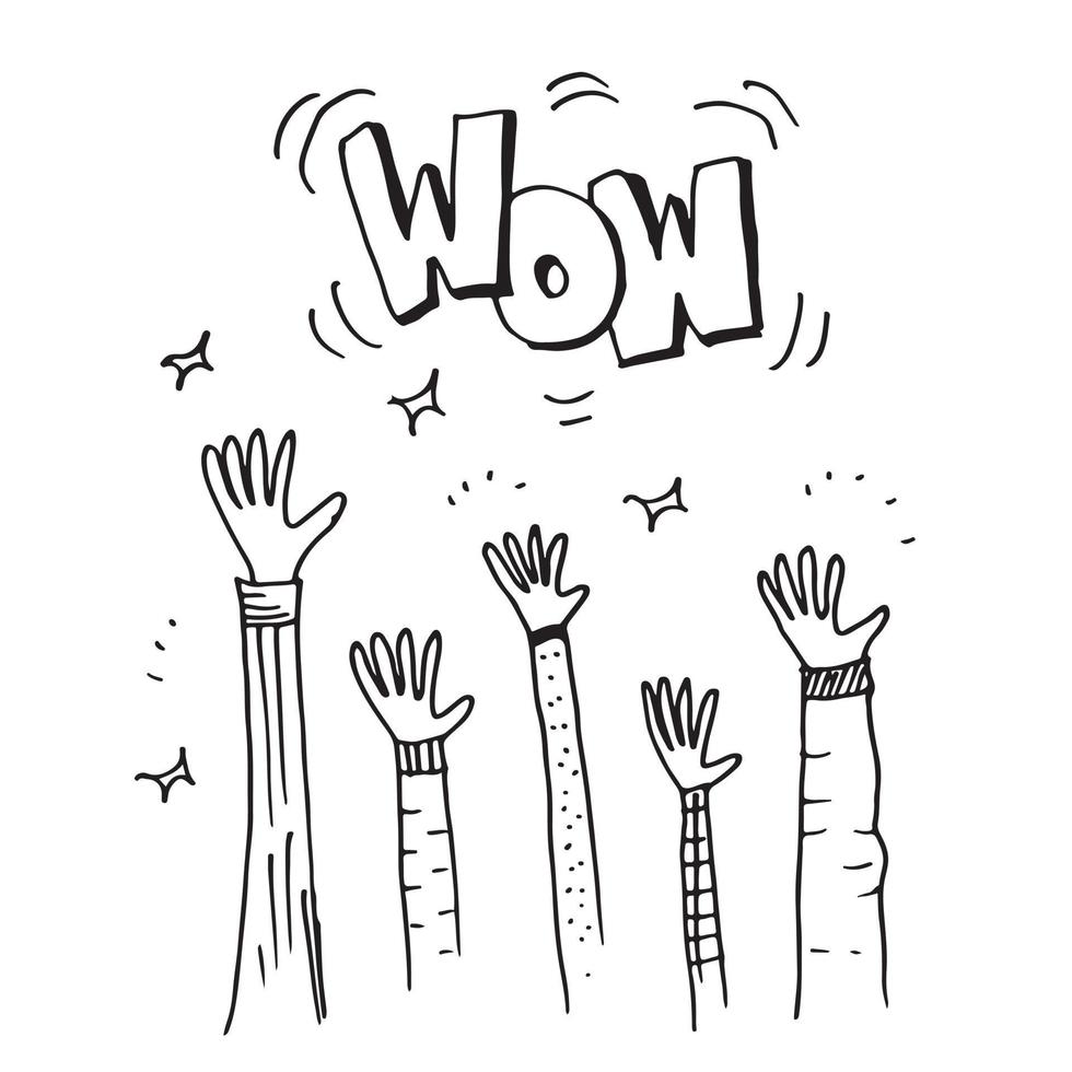Applause hand draw on white background with WOW text.vector illustration. vector
