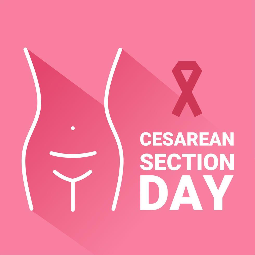 vector illustration, belly of woman with cesarean section wound, as banner or poster, Cesarean section Day.