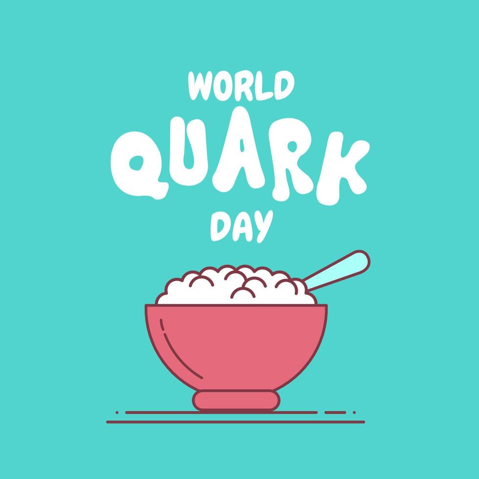 Vector illustration, quark cheese in a bowl, as a banner or poster, world quark day.