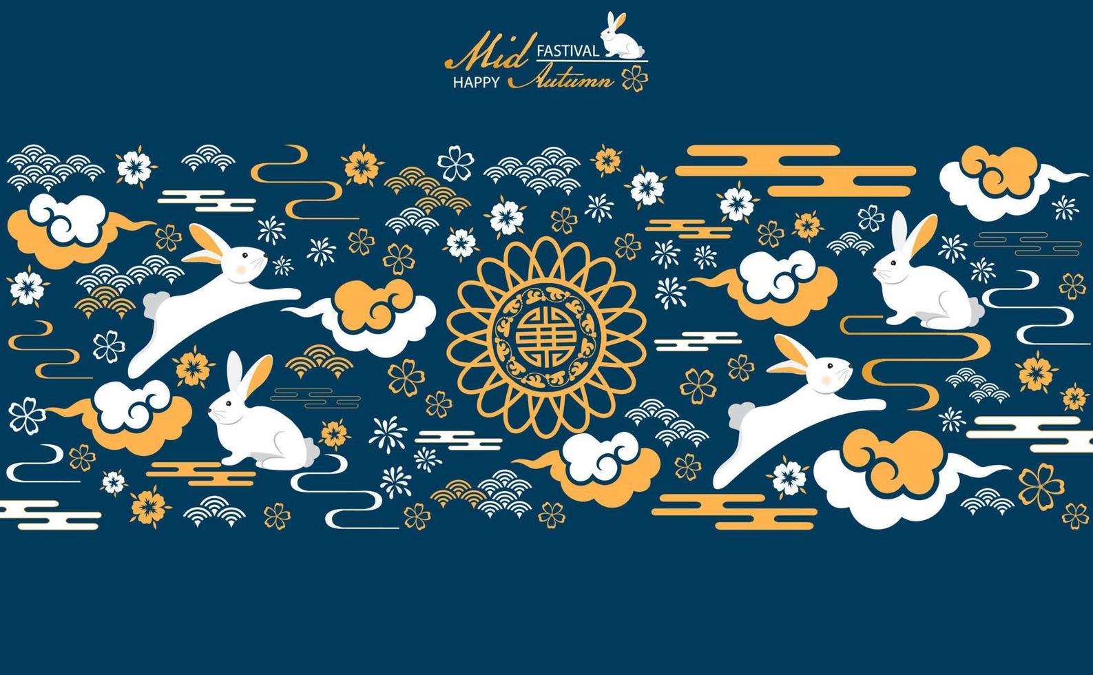 The Rabbit greeting happy Chinese Mid-Autumn Festival. abstract symbol. vector