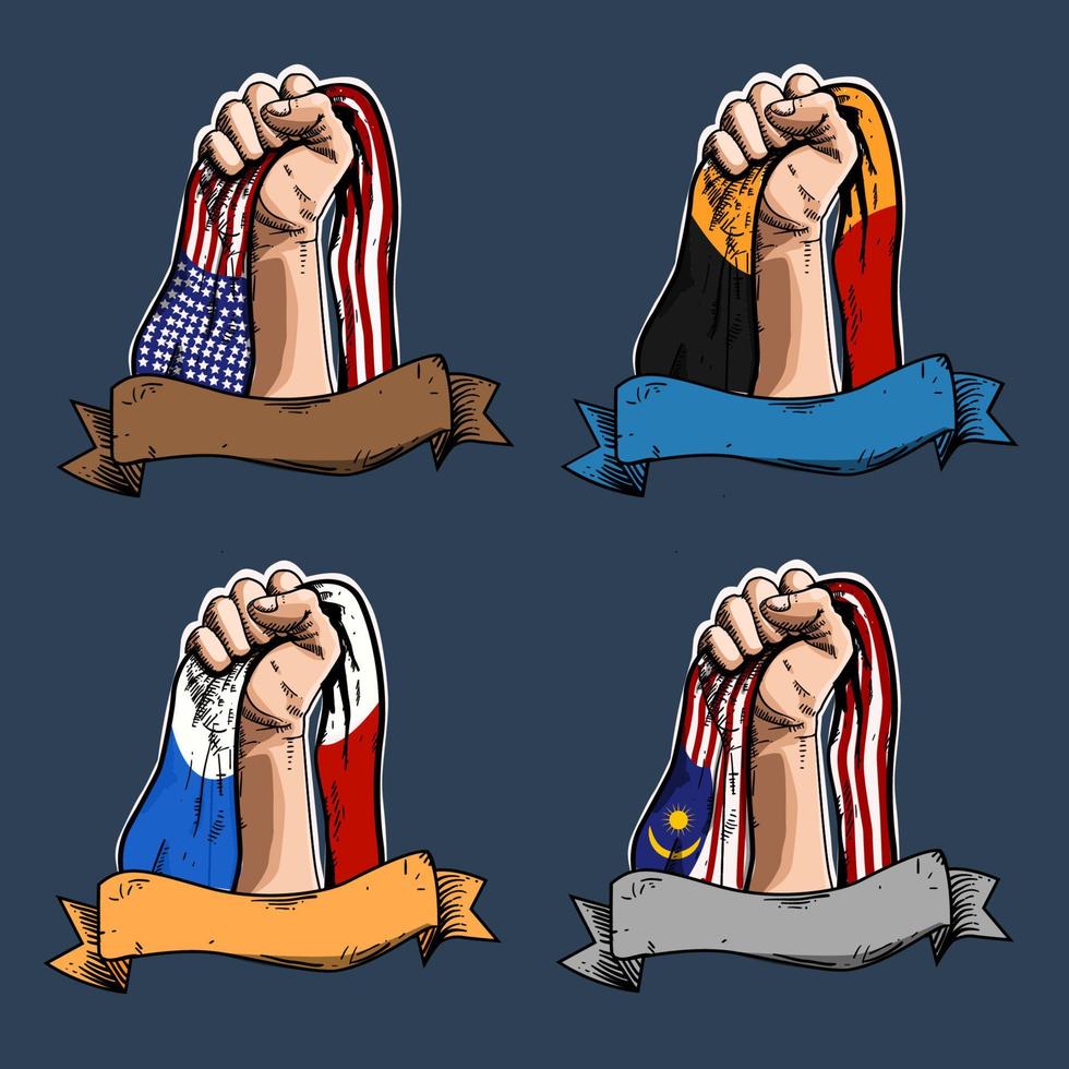 National Independence Day  Us,Belgium,Frane,Malaysia with engraving style vector