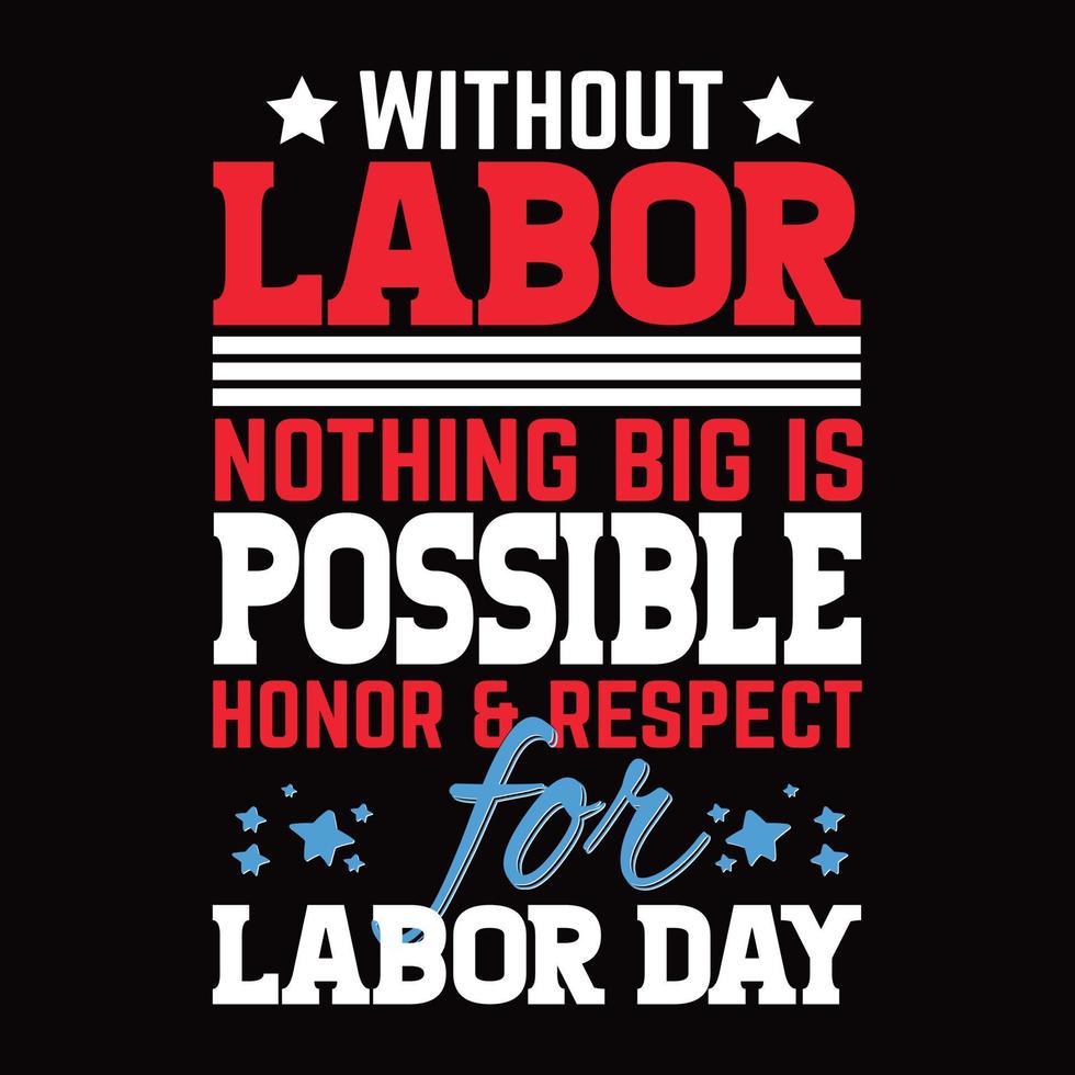 Without Labor nothing big is possible honour and respect for labor day typography design vector