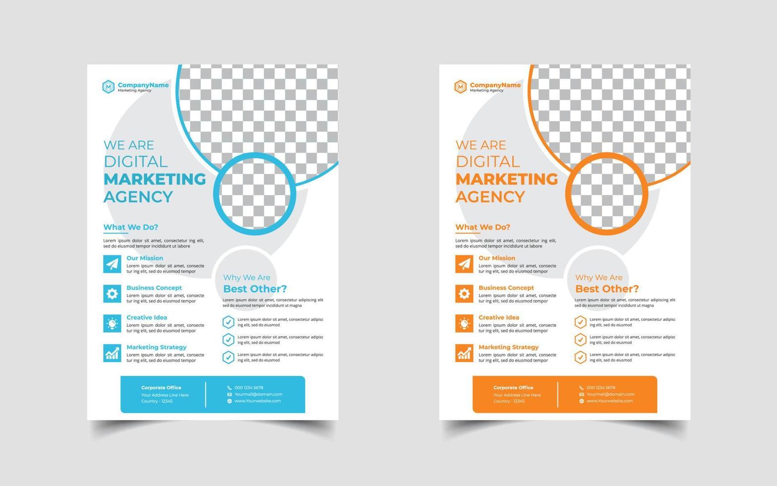 diseño de plantillas de diseño de folletos de marketing digital y negocios corporativos, folleto de conferencias o eventos vector