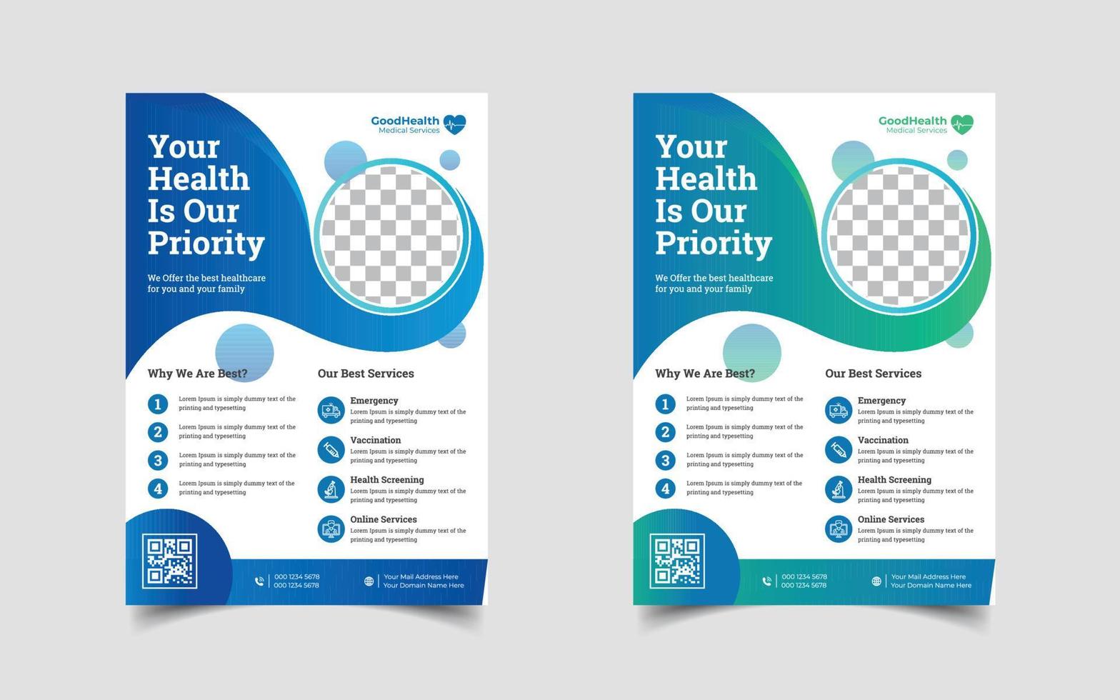 Medical healthcare flyer or leaflet template vector