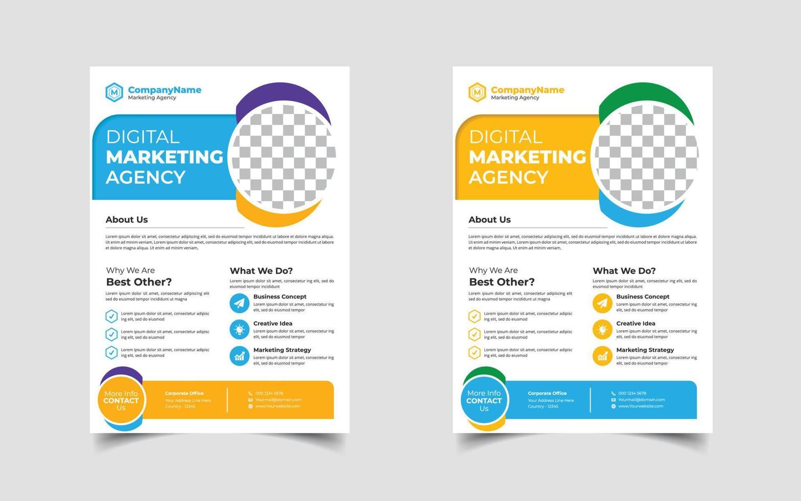 diseño de plantillas de diseño de folletos de marketing digital y negocios corporativos, folleto de conferencias o eventos vector