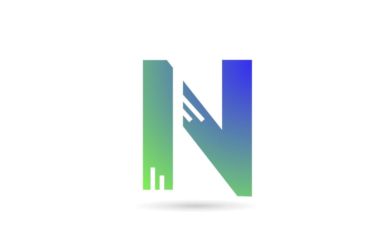N green alphabet letter icon logo. Creative design for business or company vector