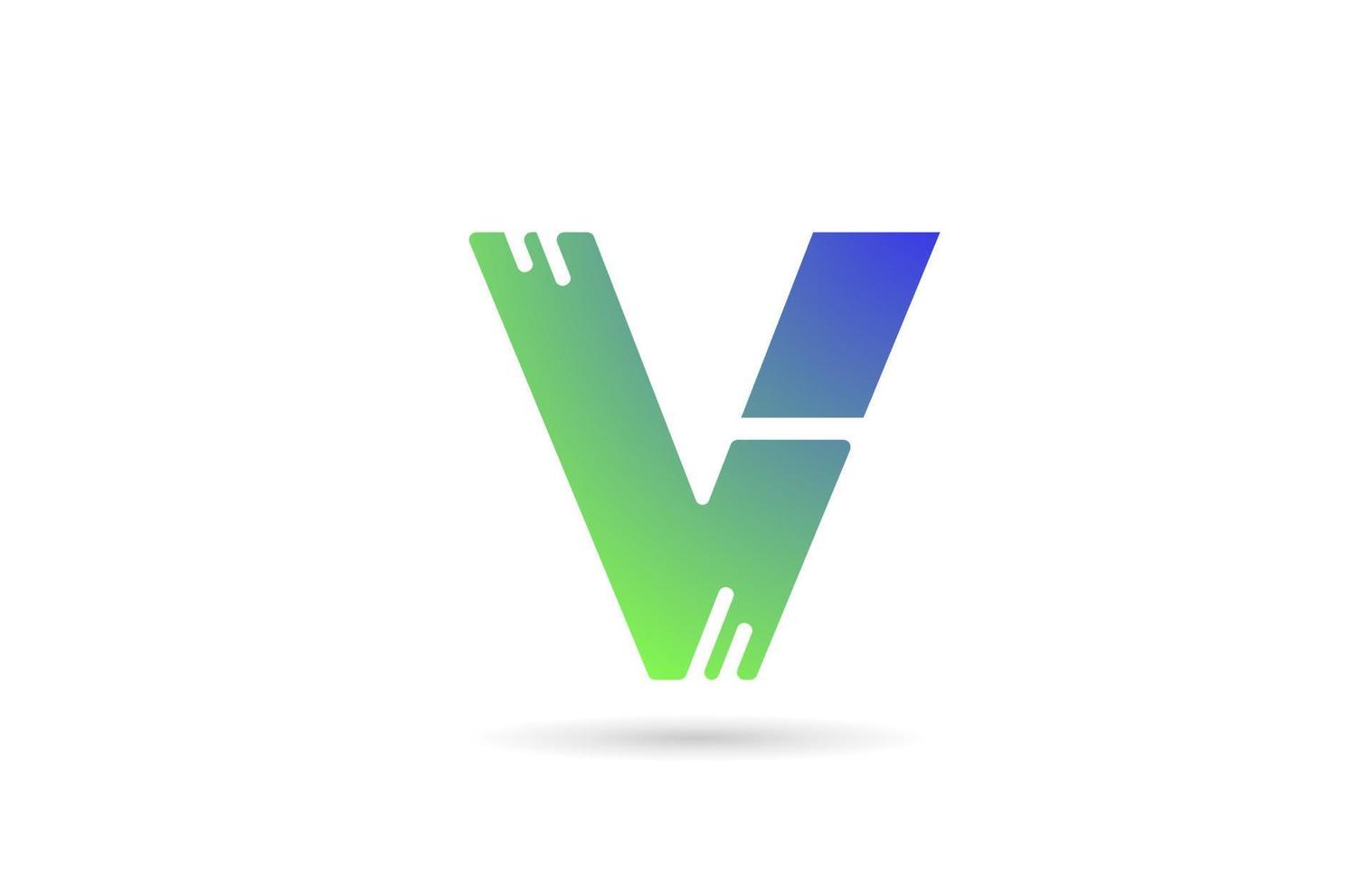 logotipo del icono de la letra del alfabeto verde v. diseño creativo para negocio o empresa vector