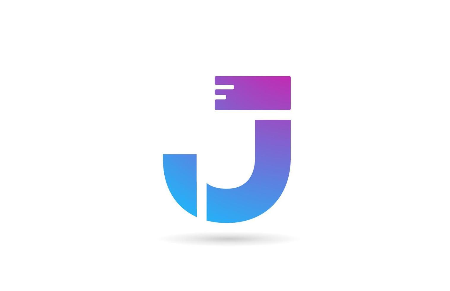J alphabet letter logo for business and company. Blue pink colour template for icon design vector
