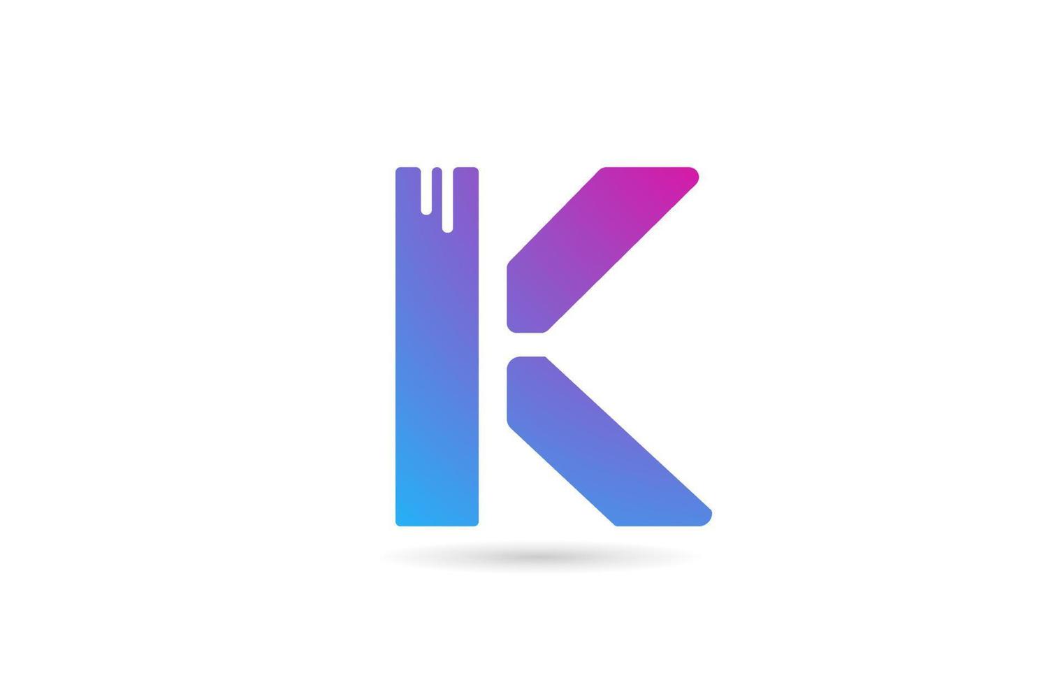 K alphabet letter logo for business and company. Blue pink colour template for icon design vector