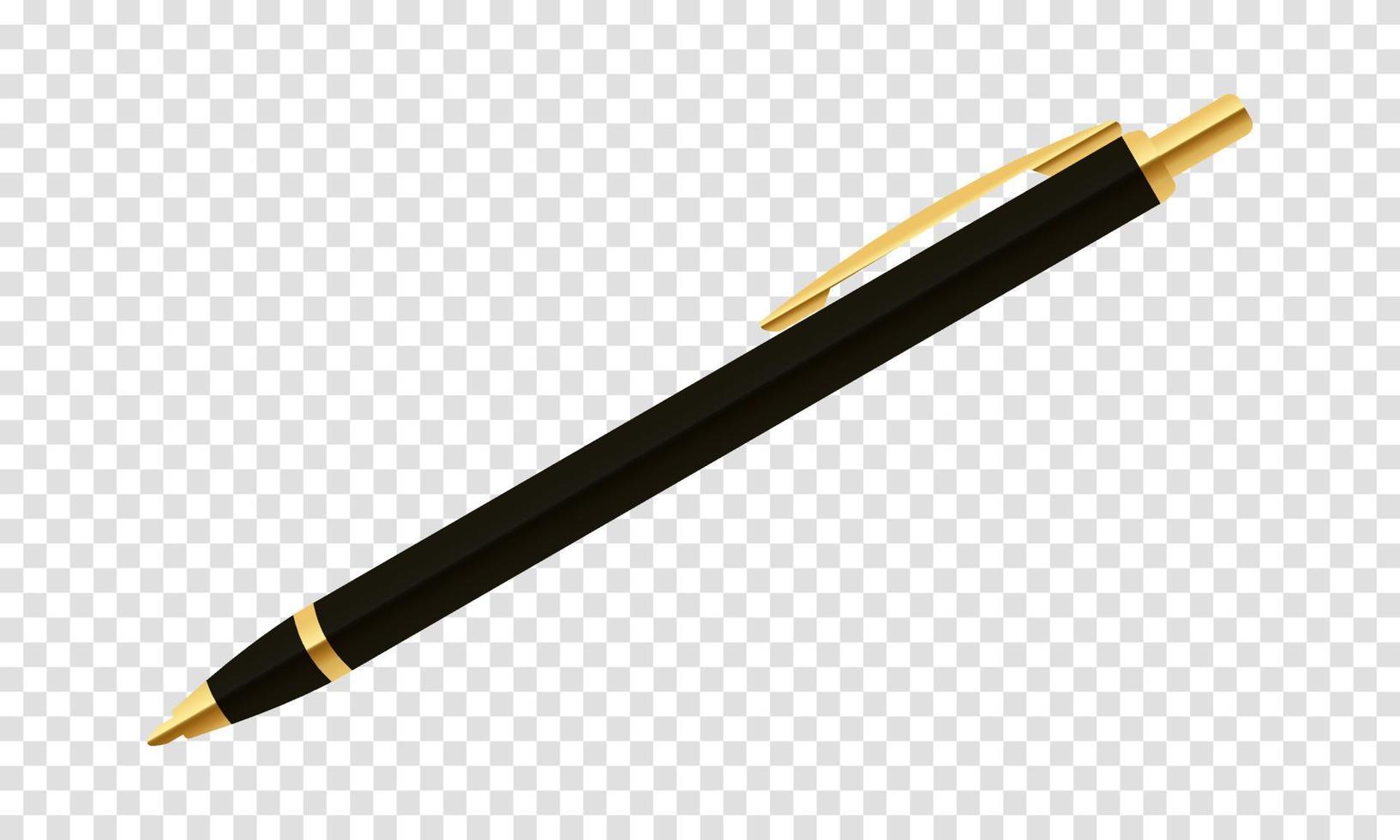 Single black vector ballpoint pen. Classic ballpoint pen. Vector illustration