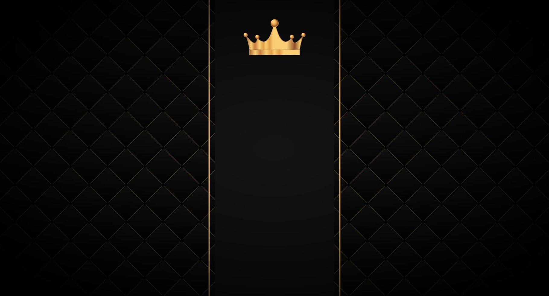 Black seamless pattern in retro style with a gold crown. Can be used for premium royal party. Luxury template with vintage leather texture. Background for king and little prince. Invitation card vector