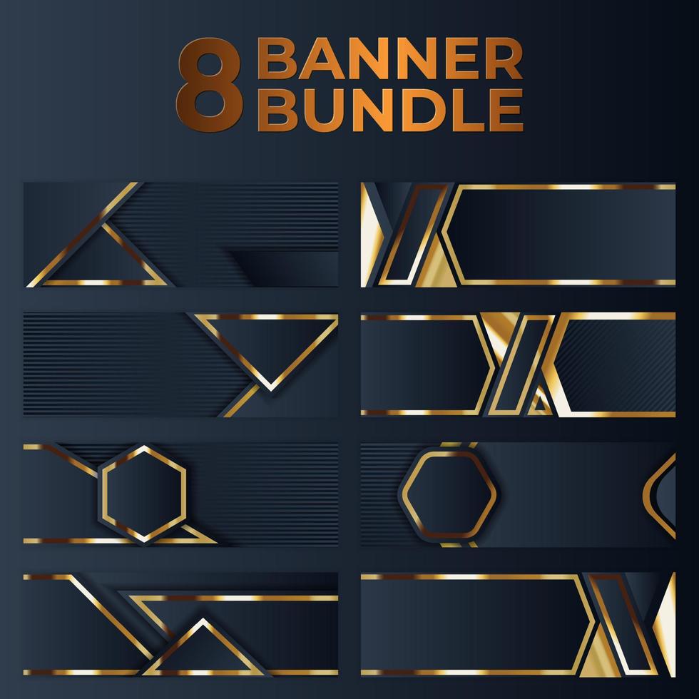 set of gold banner design with minimalist modern style gold luxury vector