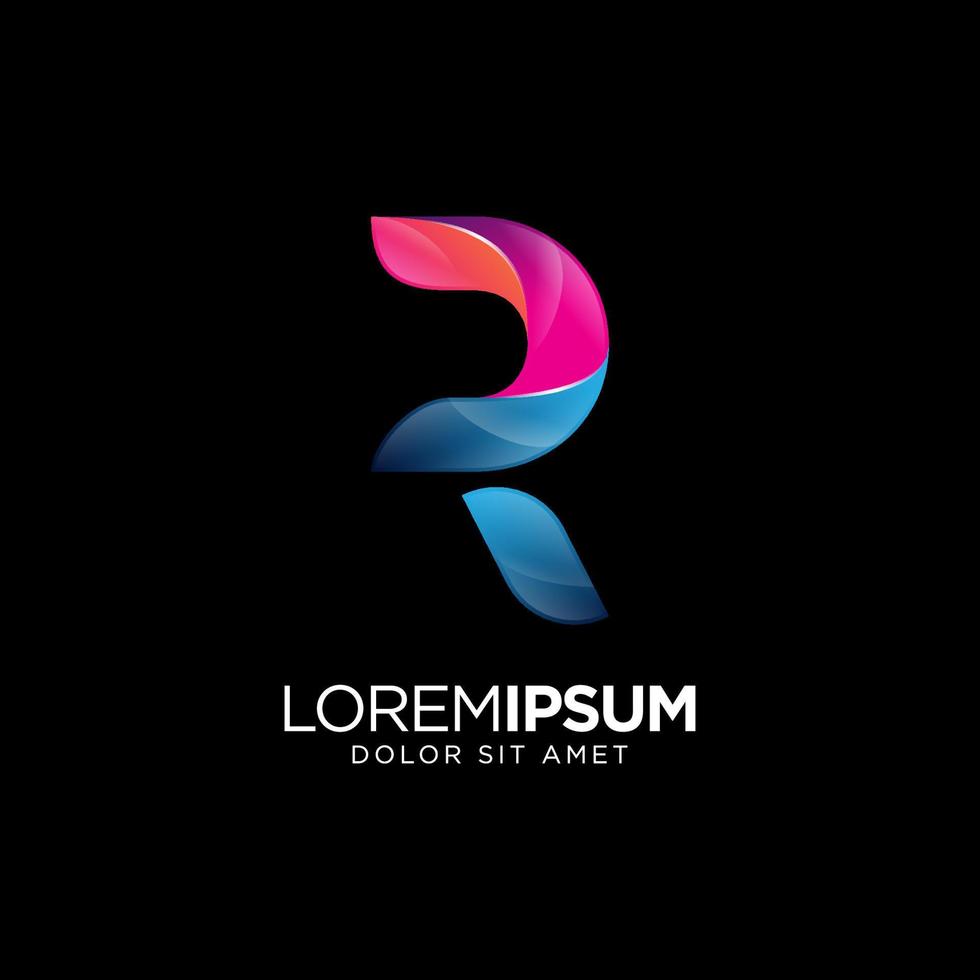 Abstract colorful R letter logo in gradient color vector