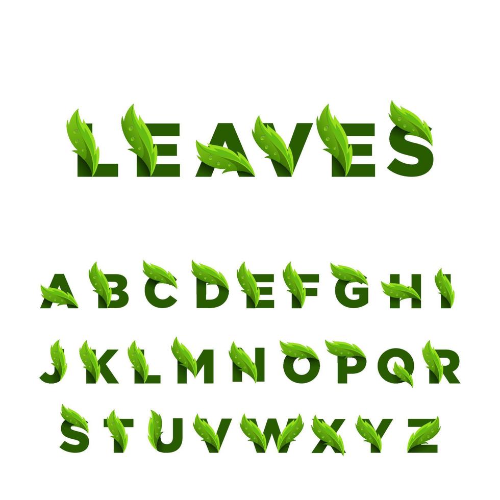 Alphabet Design in Green Leaves vector