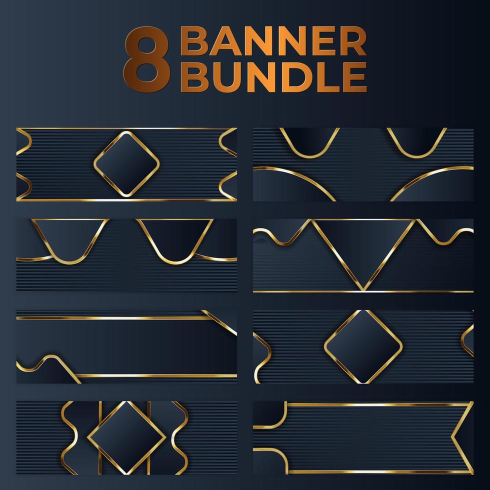 set of gold banner design with minimalist modern style gold luxury vector