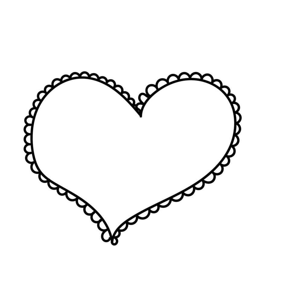 Heart lace edge.Hand drawing with a contour line.Valentine's day, February 14, wedding.Doodles.Vector vector