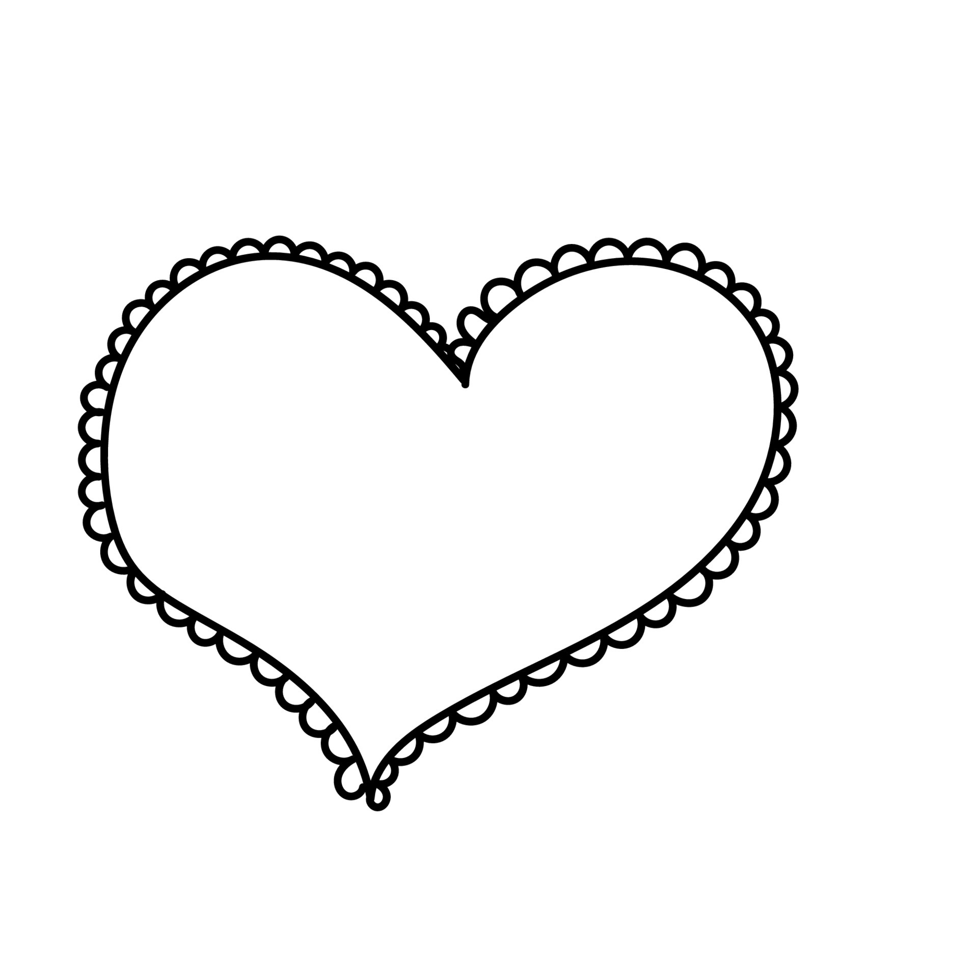 Heart lace edge.Hand drawing with a contour line.Valentine's day