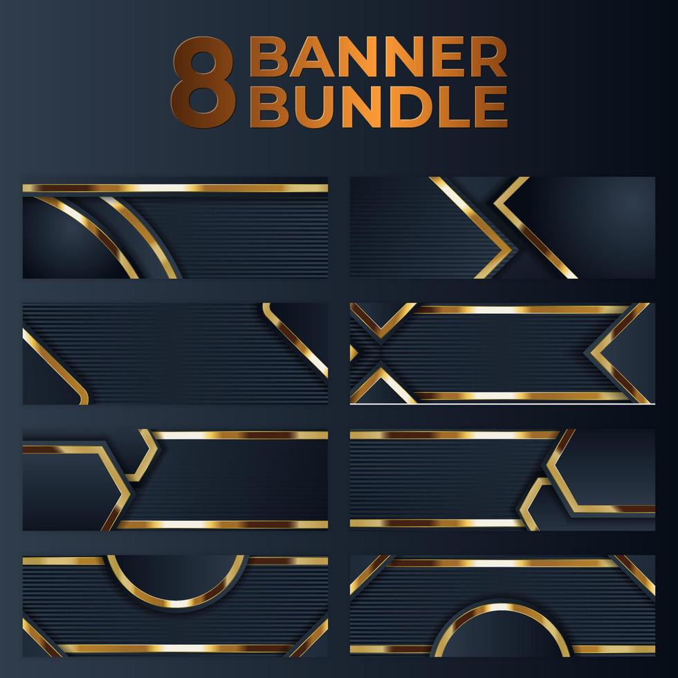 set of gold banner design with minimalist modern style gold luxury vector