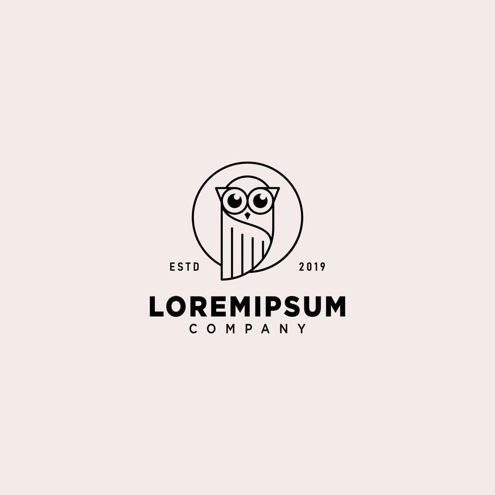 Owl Logo with Monoline Style vector