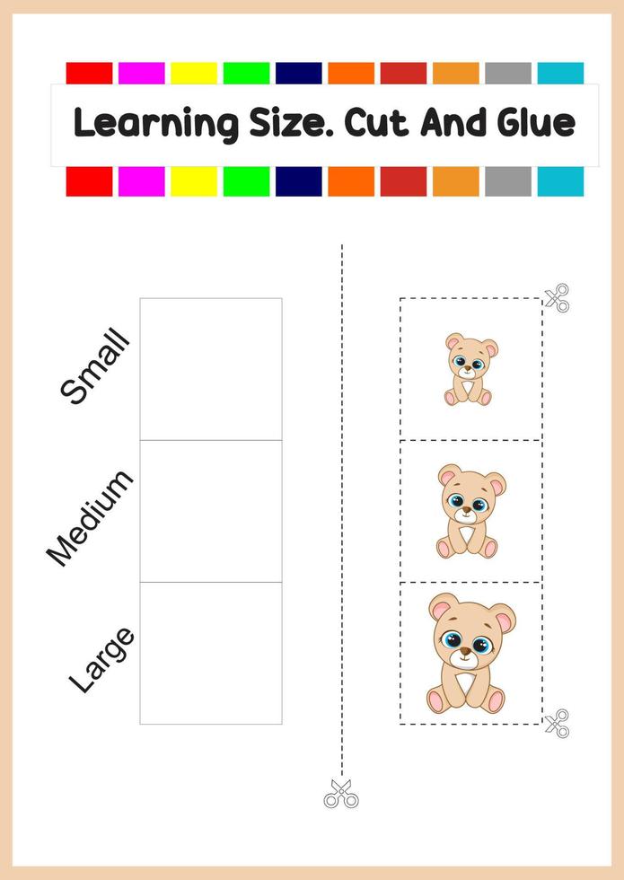 learning about size character cartoon bear for kid vector