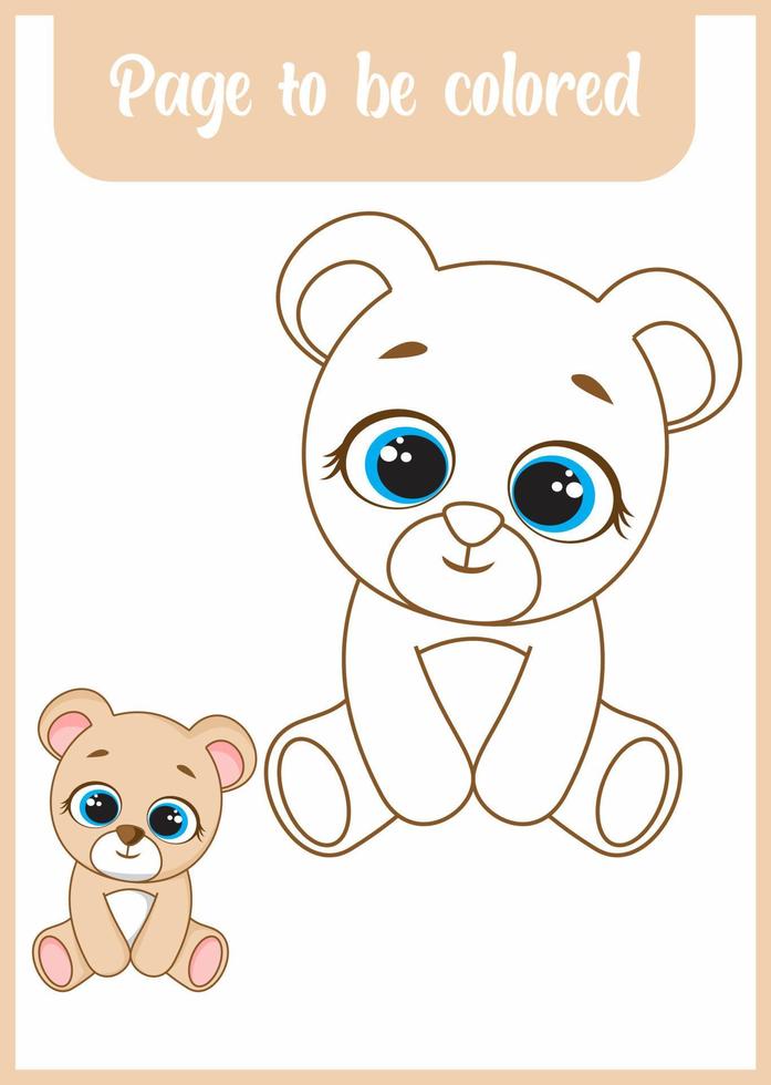 cute character cartoon bear. coloring for kid vector