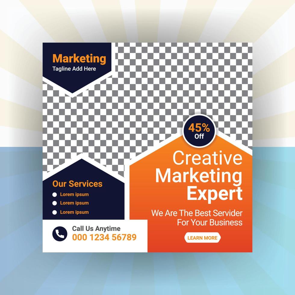 publicación de redes sociales de promoción de marketing de negocios creativos, vector libre de diseño de banner web digital
