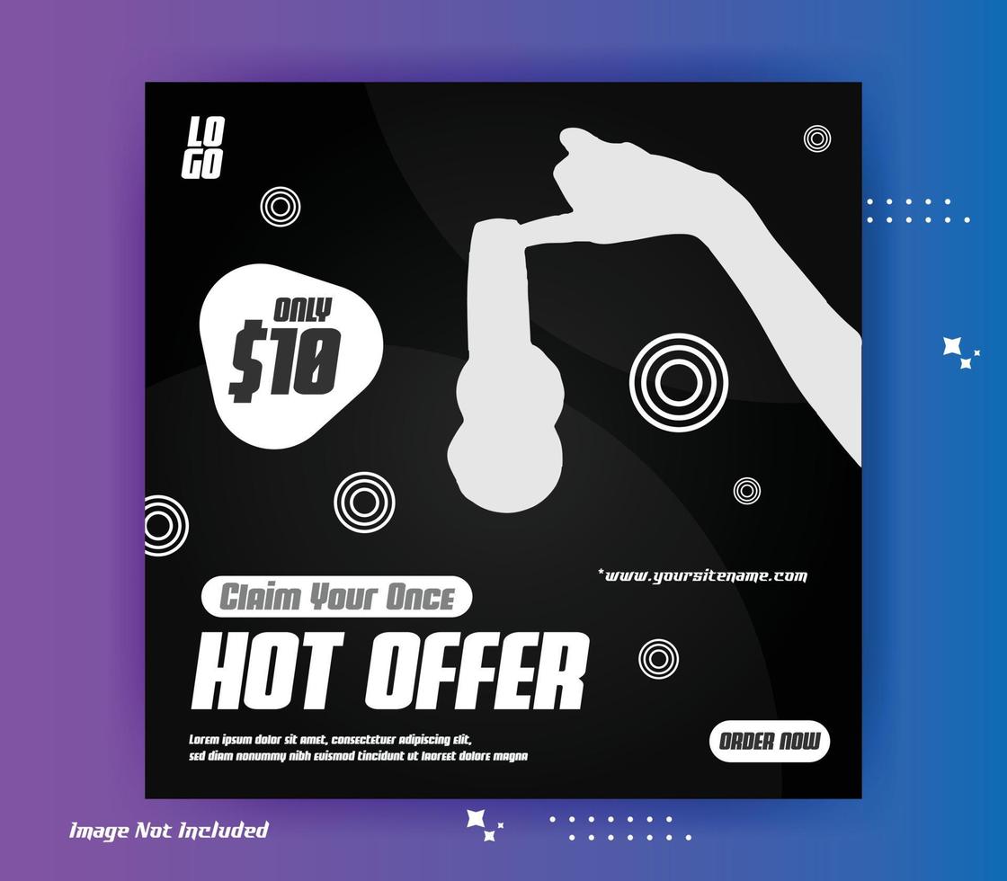 Modern promotion square web banner for social media vector