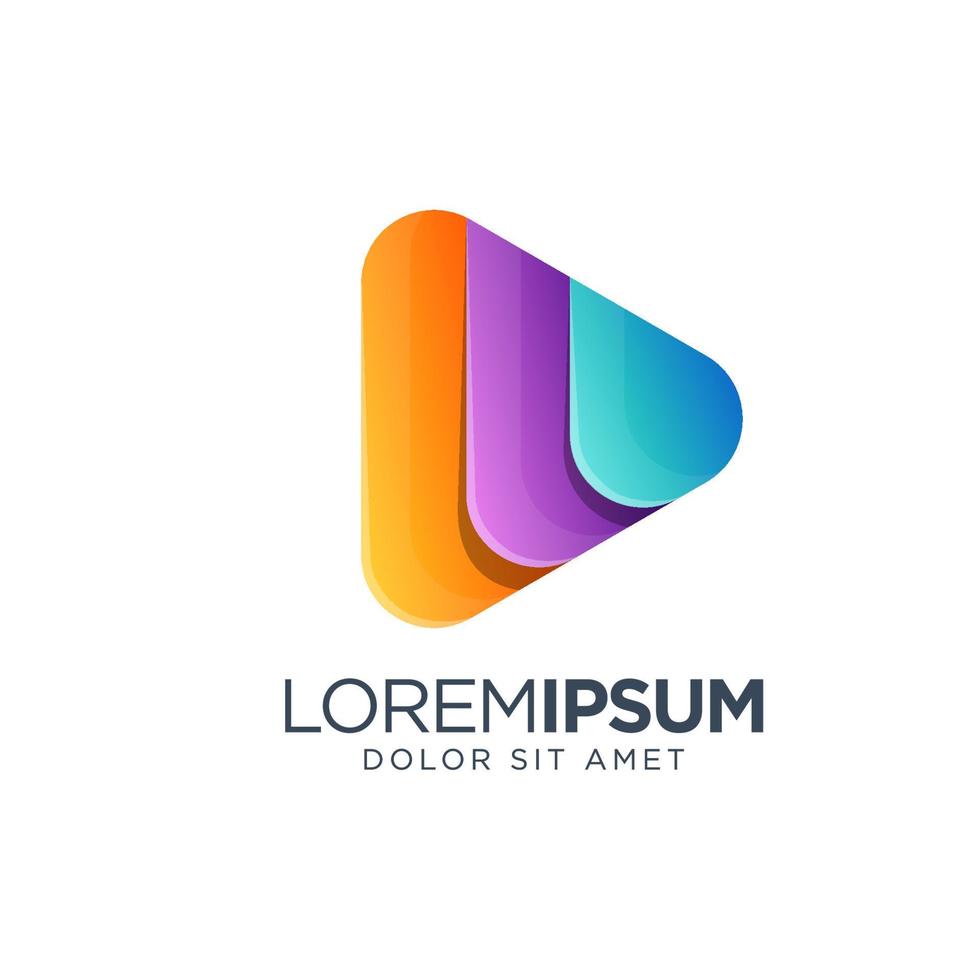 reproducir el logotipo multimedia con un estilo colorido y degradado vector