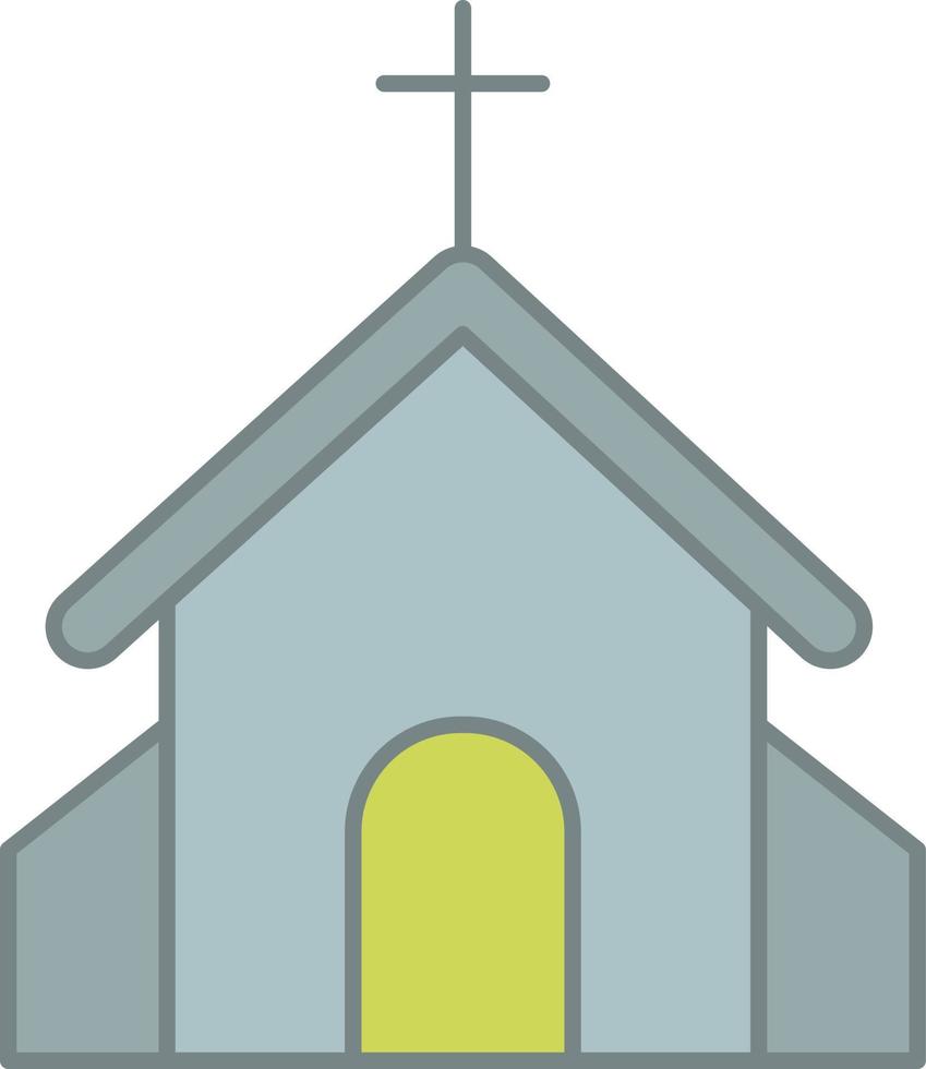 vector de icono de contorno lleno de iglesia cristiana