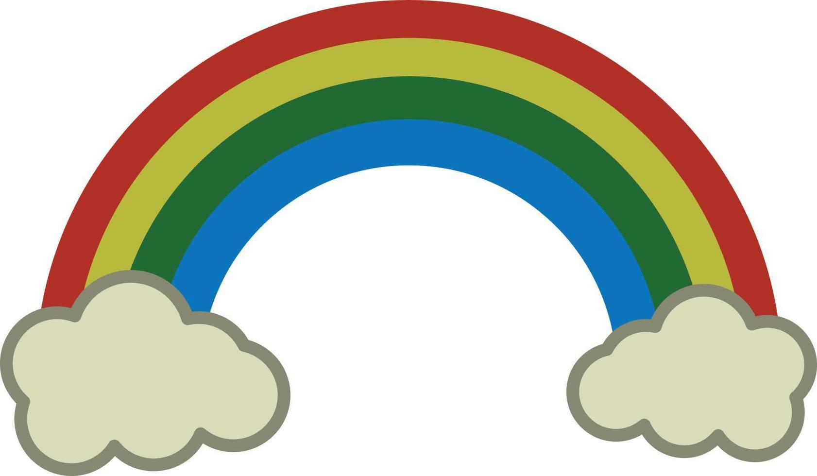 vector de icono de contorno lleno de nubes de arco iris