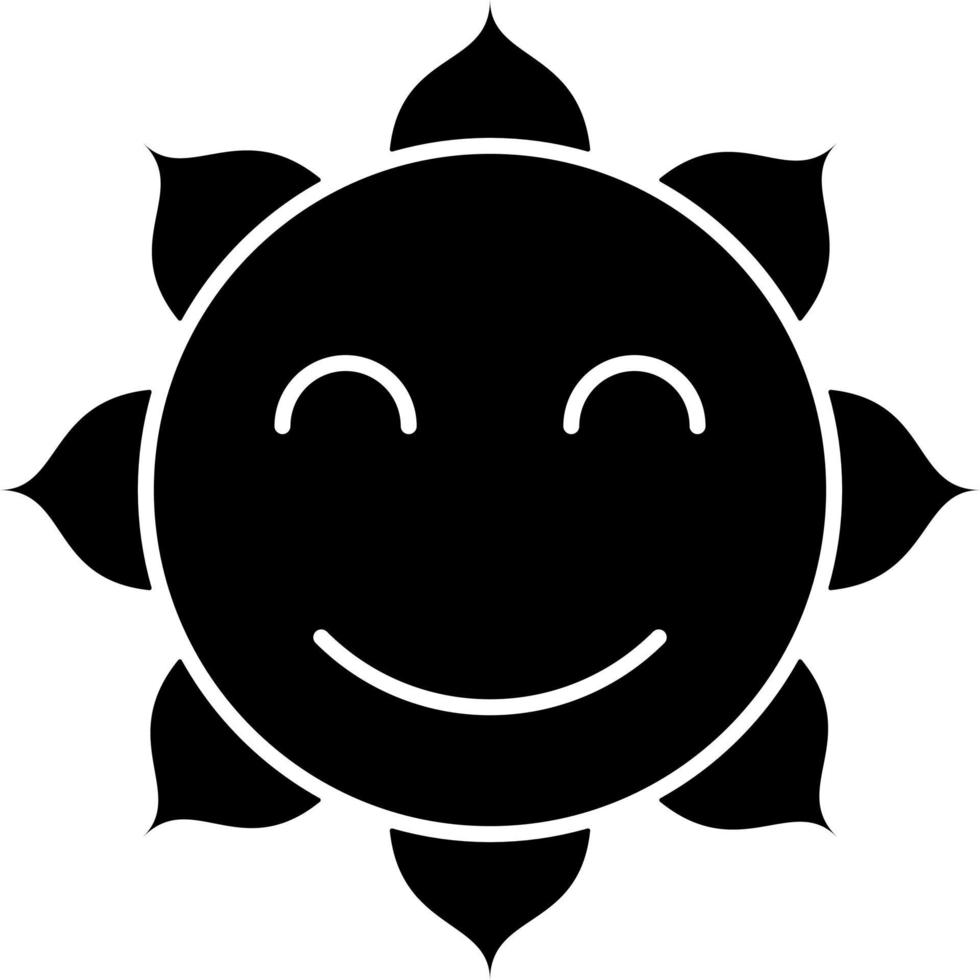Smiling Sun Glyph Icon Vector