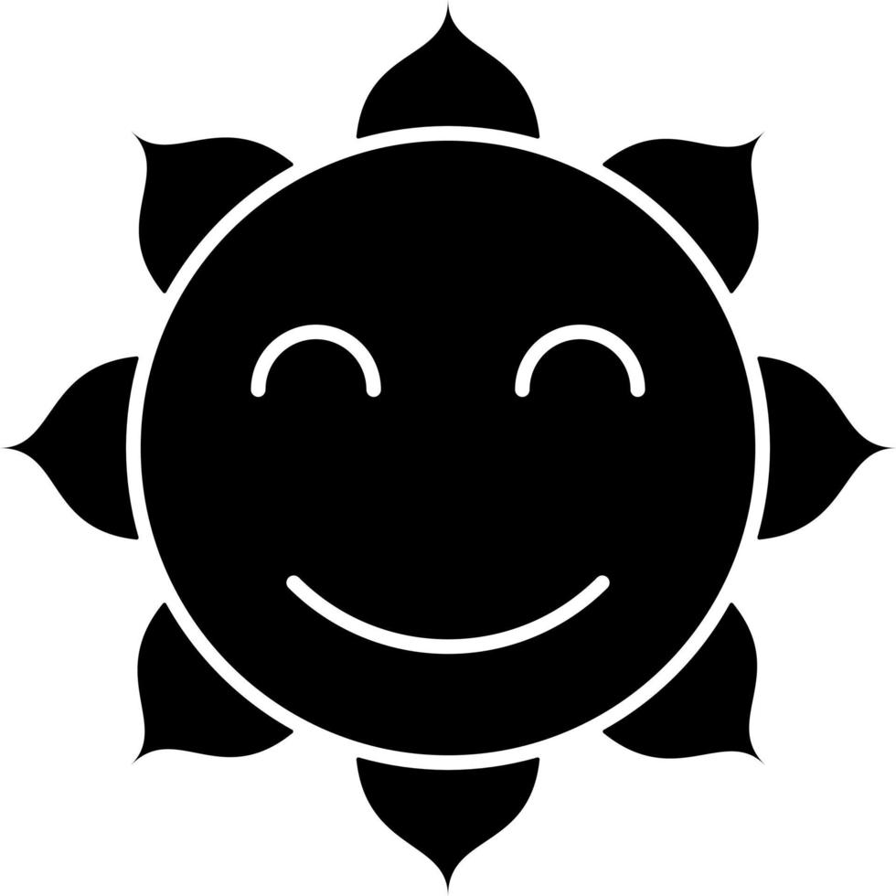 Smiling Sun Glyph Icon Vector