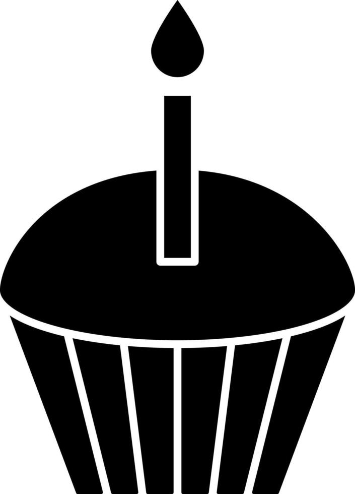Cupcake Candle Glyph Icon Vector