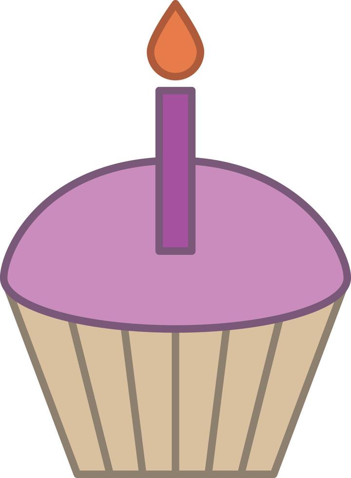 vector de icono de contorno lleno de vela de cupcake