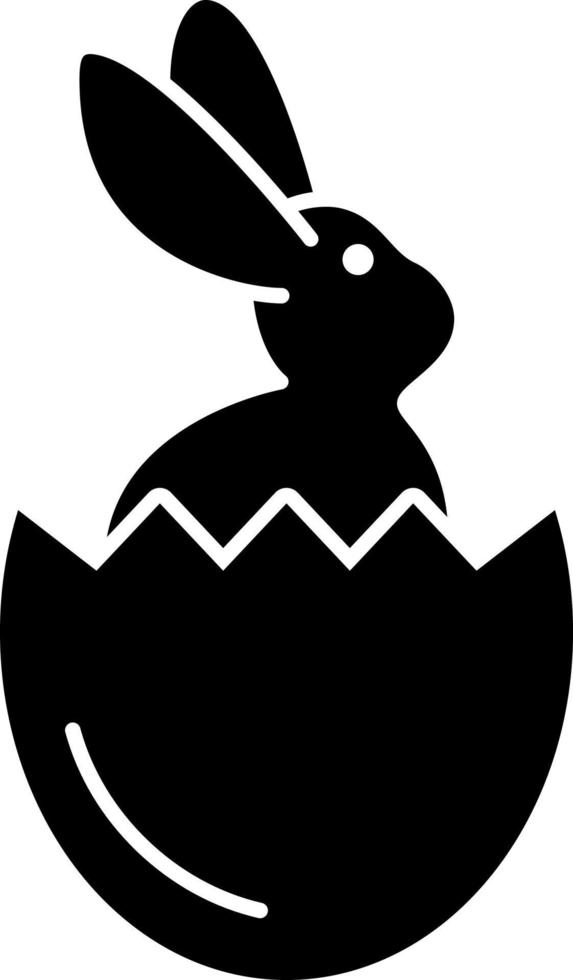 Rabbit In Easter Egg Glyph Icon Vector
