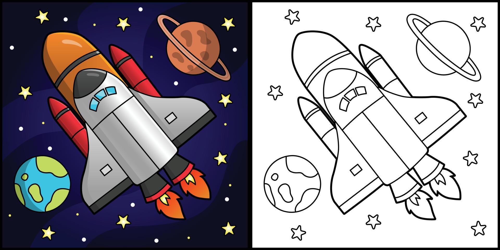 Rocket Coloring Page Illustration vector