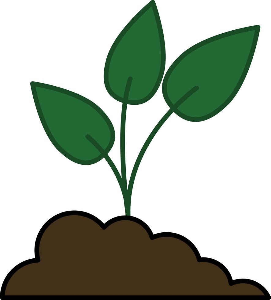 vector de icono de contorno lleno de planta de semillero