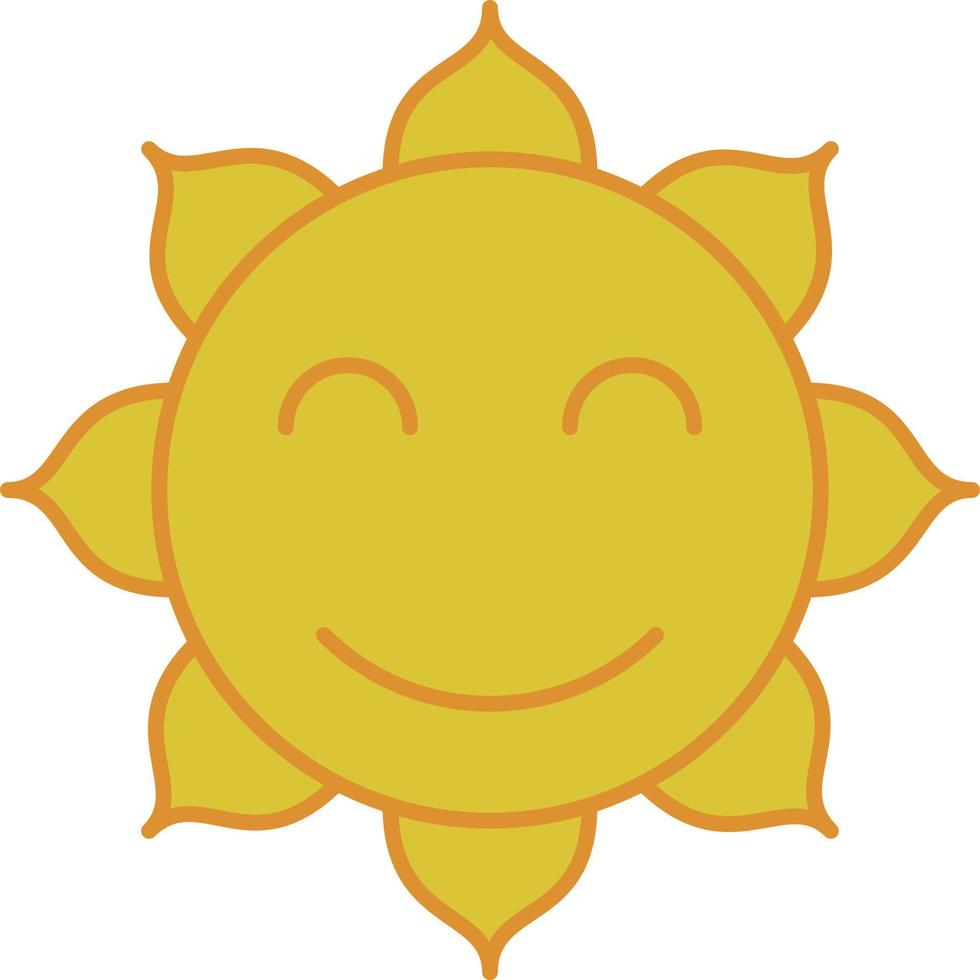 Smiling Sun Filled Outline Icon Vector