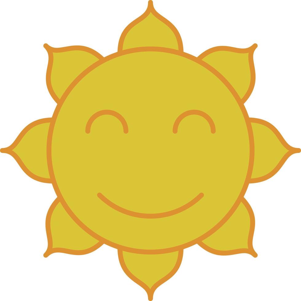 vector de icono de contorno lleno de sol sonriente