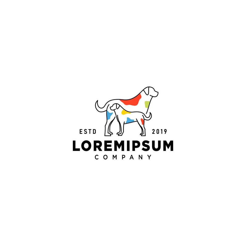 Pet Care Logo with Monoline Style vector