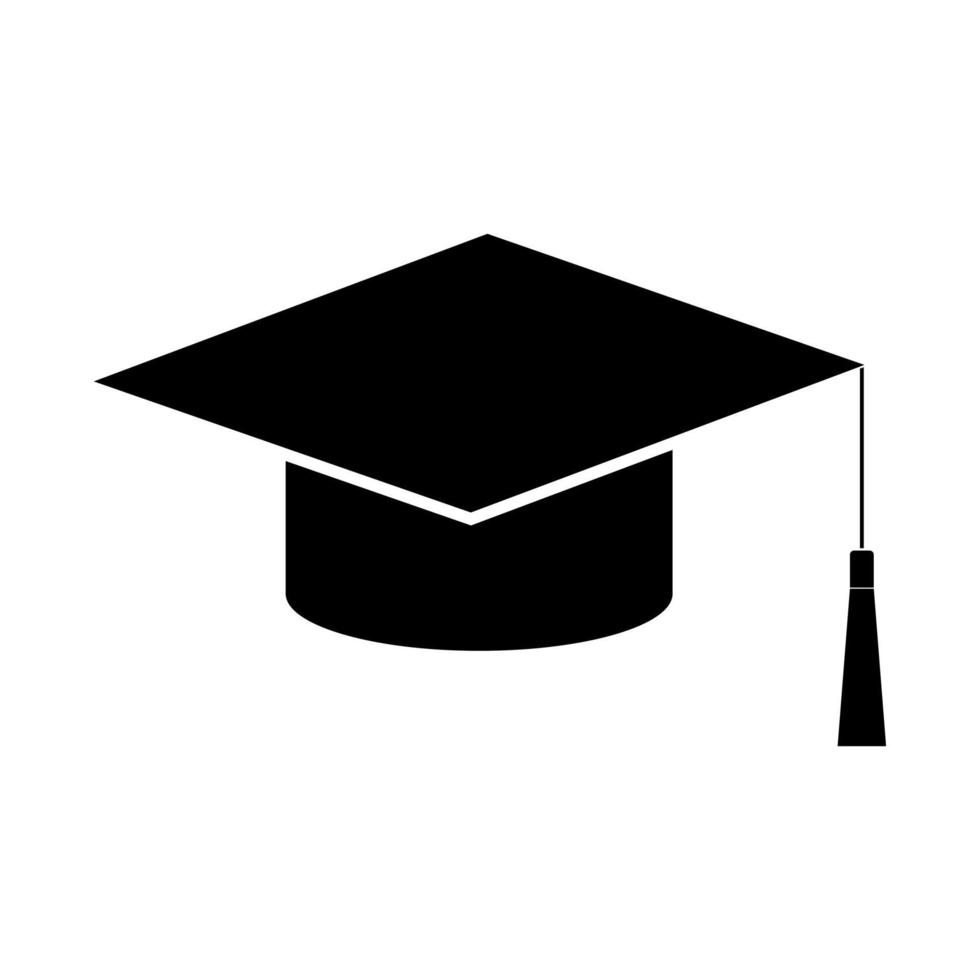 Graduation cap black icon . vector