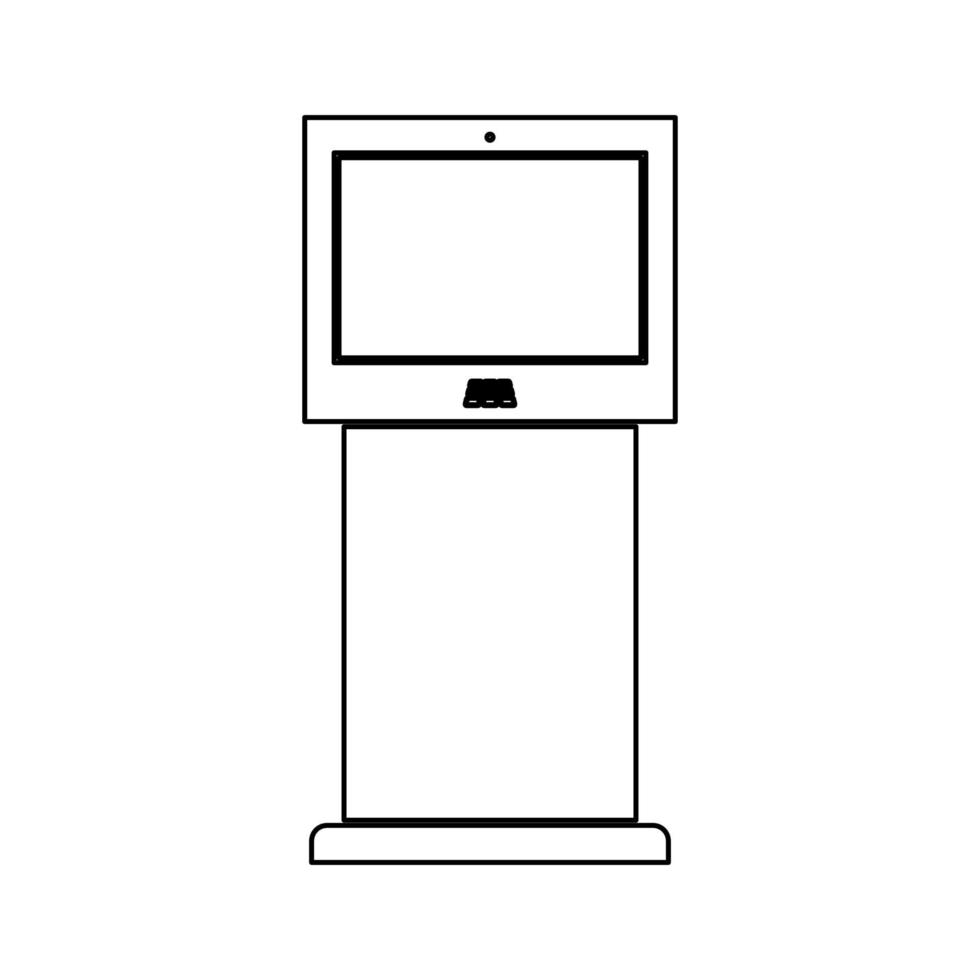 Terminal stand with touch screen black icon . vector