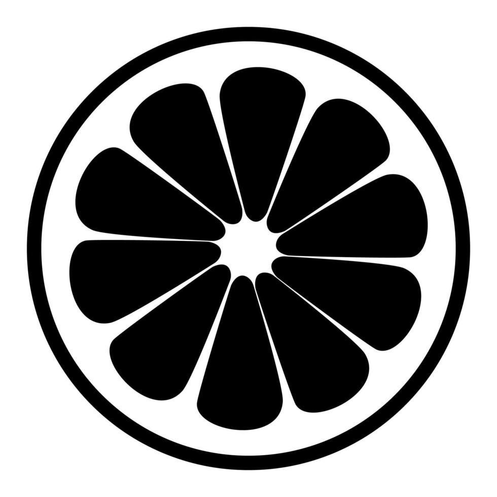 icono de rodaja de limón color negro ilustración vectorial imagen estilo plano vector