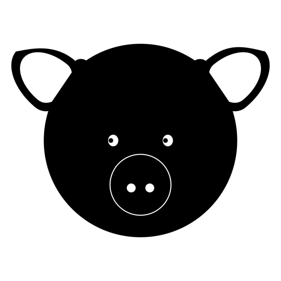 Pig head icon black color vector illustration image flat style